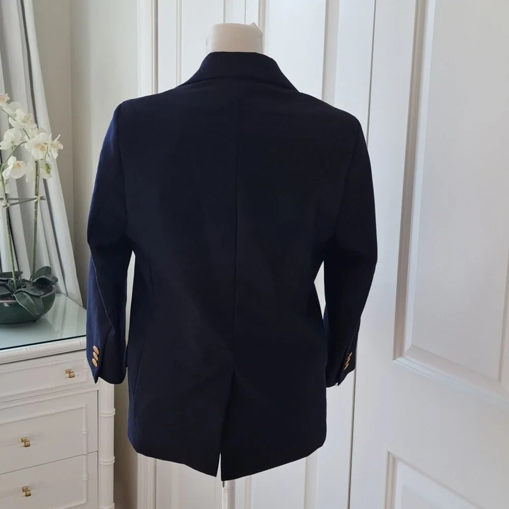 NWOT Lands' End Boys Youth Classic Navy Wool Blend‎ Blazer Lined Gold Buttons 8H